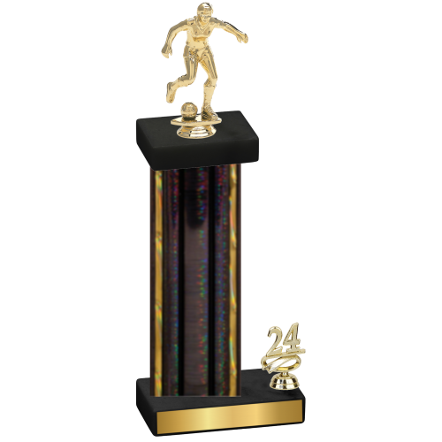 Accented Single Black Glacier Year Soccer Trophy