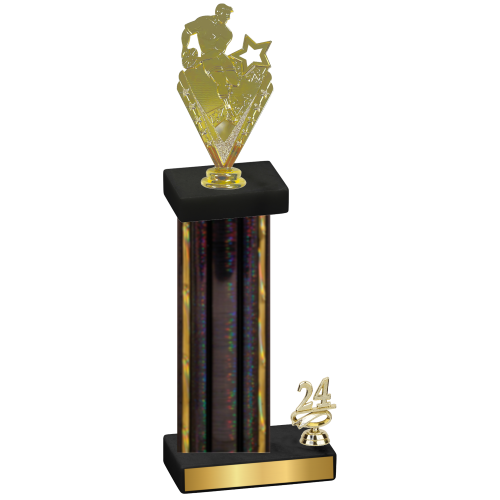 Accented Single Black Glacier Year Rugby Trophy