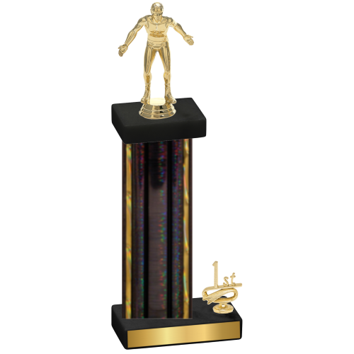 Accented Single Black Glacier First Place Wrestling Trophy