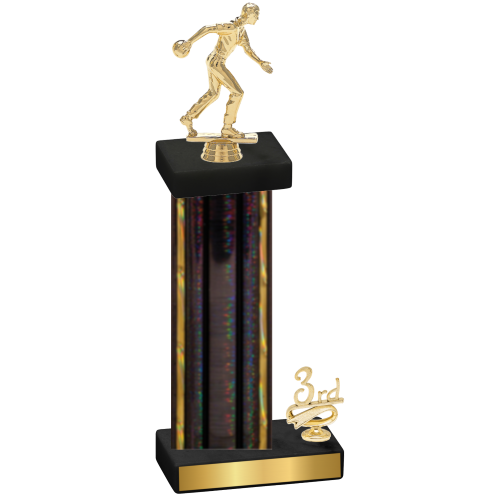 Accented Single Black Glacier Third Place Bowling Trophy