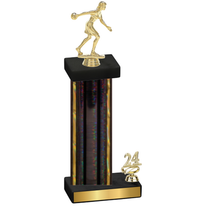 Accented Single Black Glacier Year Bowling Trophy