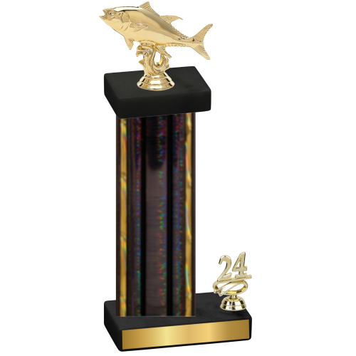 Accented Single Black Glacier Year Fishing Trophy