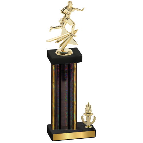 Accented Single Black Glacier Victory Flag Football Trophy