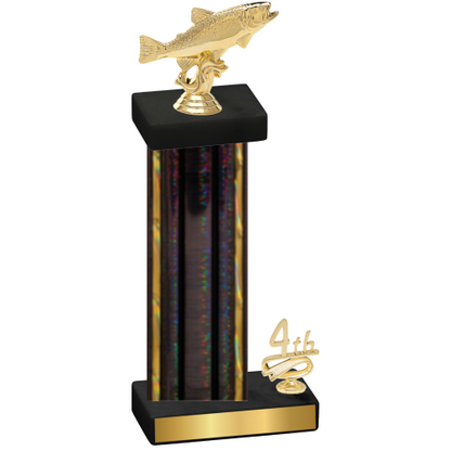 Accented Single Black Glacier Fourth Place Fishing Trophy