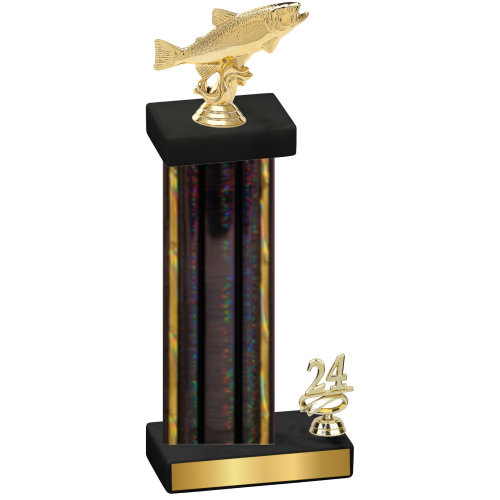 Accented Single Black Glacier Year Fishing Trophy