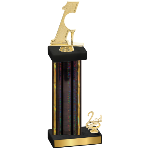 Accented Single Black Glacier Second Place Golf Trophy