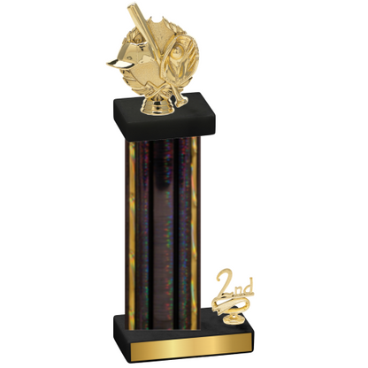 Accented Single Black Glacier Second Place Baseball Trophy