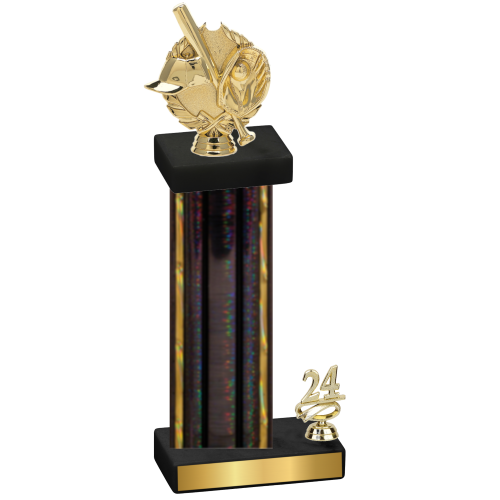 Accented Single Black Glacier Year Baseball Trophy