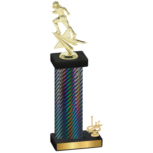 Accented Single Black Carbon Fiber First Place Football Trophy