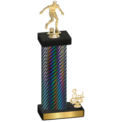 Accented Single Black Carbon Fiber Third Place Soccer Trophy