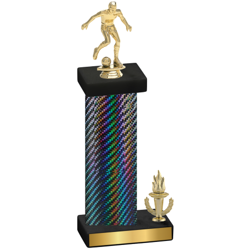 Accented Single Black Carbon Fiber Victory Soccer Trophy