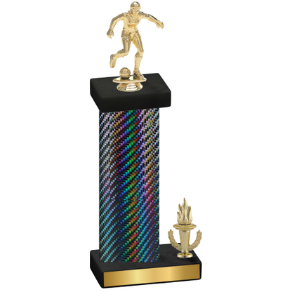 Accented Single Black Carbon Fiber Victory Soccer Trophy