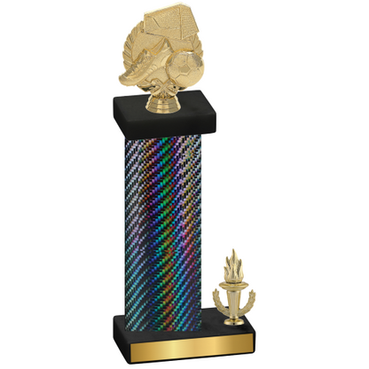 Accented Single Black Carbon Fiber Victory Soccer Trophy