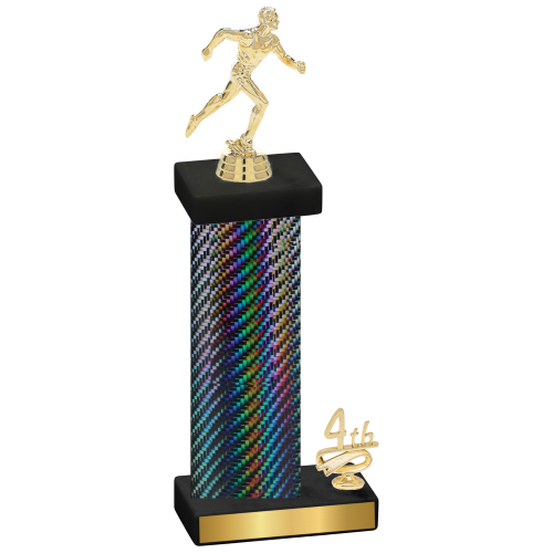 Accented Single Black Carbon Fiber Fourth Place Running Trophy