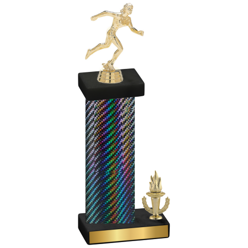 Accented Single Black Carbon Fiber Victory Running Trophy