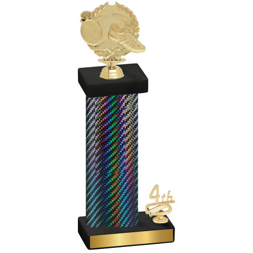 Accented Single Black Carbon Fiber Fourth Place Running Trophy