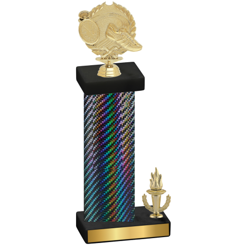 Accented Single Black Carbon Fiber Victory Running Trophy