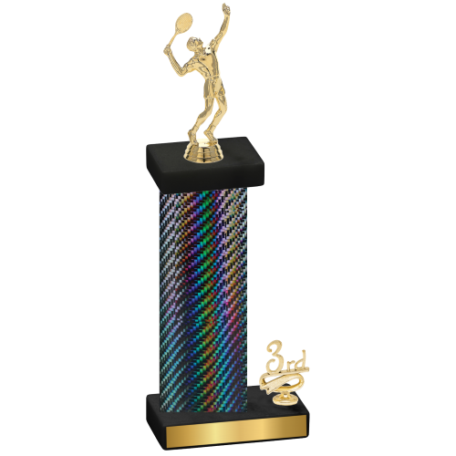 Accented Single Black Carbon Fiber Third Place Tennis Trophy