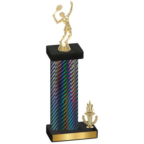 Accented Single Black Carbon Fiber Victory Tennis Trophy