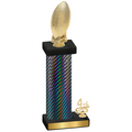 Accented Single Black Carbon Fiber Fourth Place Football Trophy