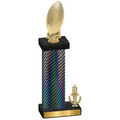 Accented Single Black Carbon Fiber Victory Football Trophy