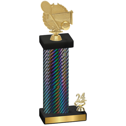 Accented Single Black Carbon Fiber Year Tennis Trophy