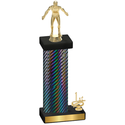 Accented Single Black Carbon Fiber First Place Wrestling Trophy
