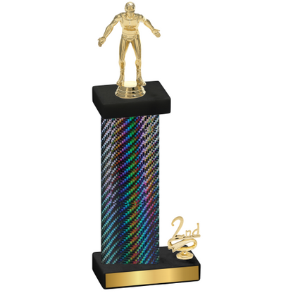 Accented Single Black Carbon Fiber Second Place Wrestling Trophy