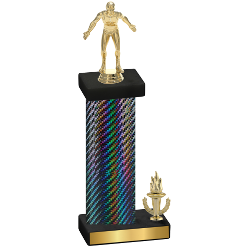 Accented Single Black Carbon Fiber Victory Wrestling Trophy