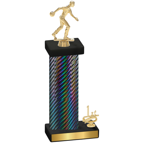 Accented Single Black Carbon Fiber First Place Bowling Trophy