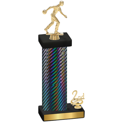 Accented Single Black Carbon Fiber Second Place Bowling Trophy