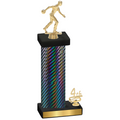 Accented Single Black Carbon Fiber Fourth Place Bowling Trophy