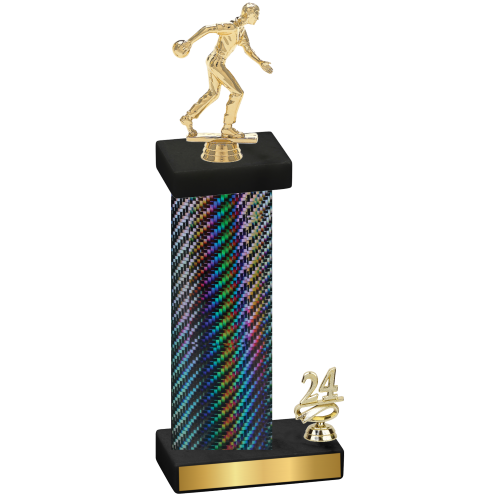 Accented Single Black Carbon Fiber Year Bowling Trophy