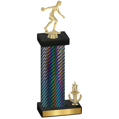 Accented Single Black Carbon Fiber Victory Bowling Trophy