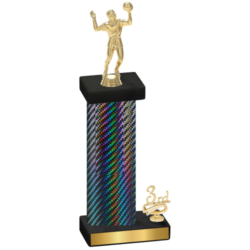 Accented Single Black Carbon Fiber Third Place Volleyball Trophy