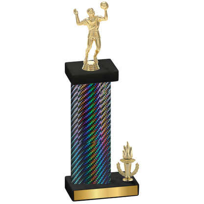 Accented Single Black Carbon Fiber Victory Volleyball Trophy