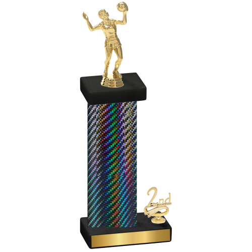 Accented Single Black Carbon Fiber Second Place Volleyball Trophy