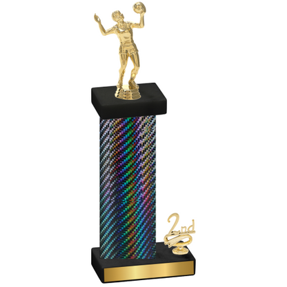 Accented Single Black Carbon Fiber Second Place Volleyball Trophy