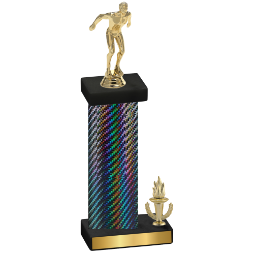 Accented Single Black Carbon Fiber Victory Swimming Trophy