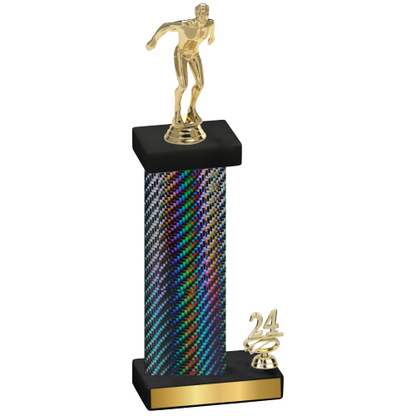 Accented Single Black Carbon Fiber Year Swimming Trophy