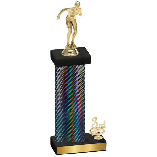 Accented Single Black Carbon Fiber Third Place Tennis Trophy