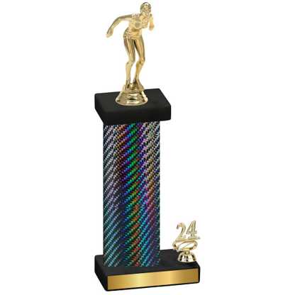 Accented Single Black Carbon Fiber Year Tennis Trophy