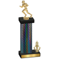 Accented Single Black Carbon Fiber Victory Football Trophy