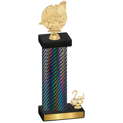 Accented Single Black Carbon Fiber Second Place Swimming Trophy