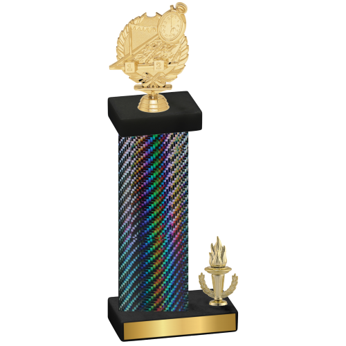 Accented Single Black Carbon Fiber Victory Swimming Trophy