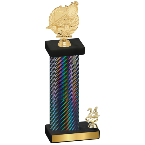 Accented Single Black Carbon Fiber Year Swimming Trophy