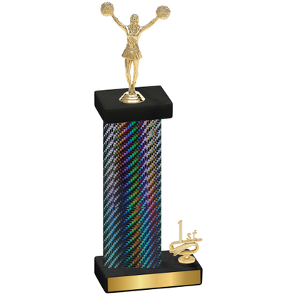 Accented Single Black Carbon Fiber First Place Cheerleading Trophy