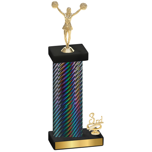 Accented Single Black Carbon Fiber Third Place Cheerleading Trophy