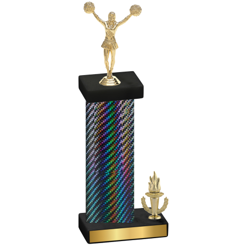 Accented Single Black Carbon Fiber Victory Cheerleading Trophy