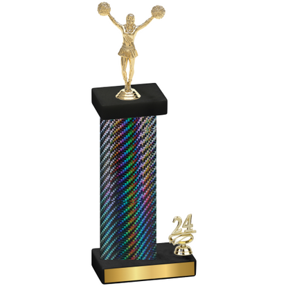 Accented Single Black Carbon Fiber Year Cheerleading Trophy